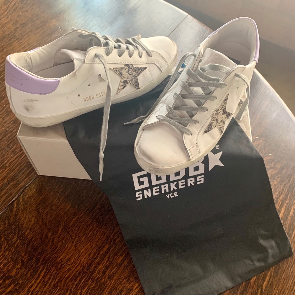 Golden Goose Lavender/Snakeskin Superstars